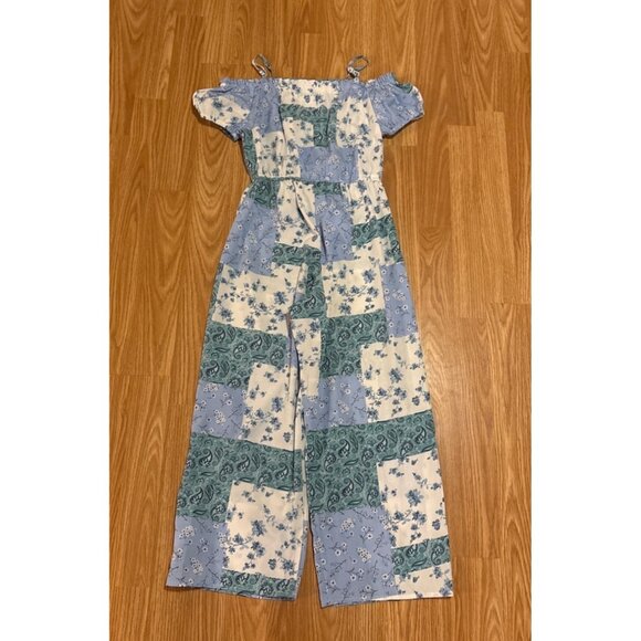 Urban Kids Med Patchwork Floral Jumpsuit With Button Front & Ruffled Sleeves - Picture 7 of 7